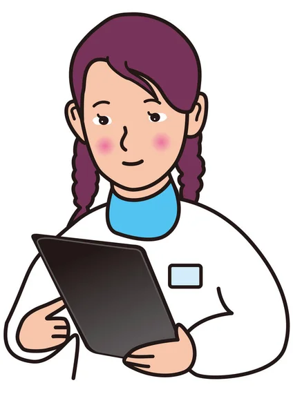 Young Nurse Using Tablet Chart — Stock Vector