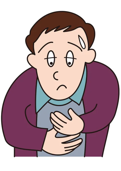 Hombre Con Mal Estómago Sudor Frío — Vector de stock