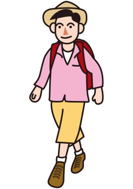 Sağlığı için yürüyüş yapmaktan hoşlanan bir adam.