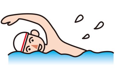 Yüzme şapkasıyla havuzda yüzen bir adam.