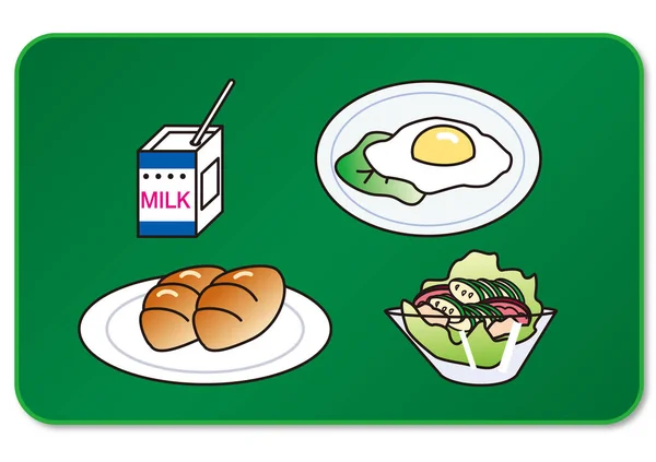 Śniadanie Chleba Jajek Smażonych Sałatki Warzywnej — Wektor stockowy