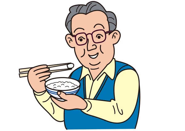 Μπαμπάς Τρώει Ρύζι Ξυλάκια — Διανυσματικό Αρχείο