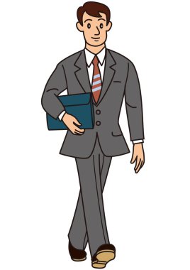 Takım elbiseli bir işadamı iş toplantısına gidiyor.