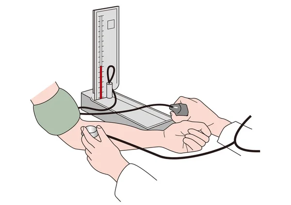 Γιατρός Μέτρησης Της Αρτηριακής Πίεσης Χρήση Οργάνου — Διανυσματικό Αρχείο