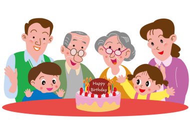 Celebrate birthday with the whole family with birthday cake clipart