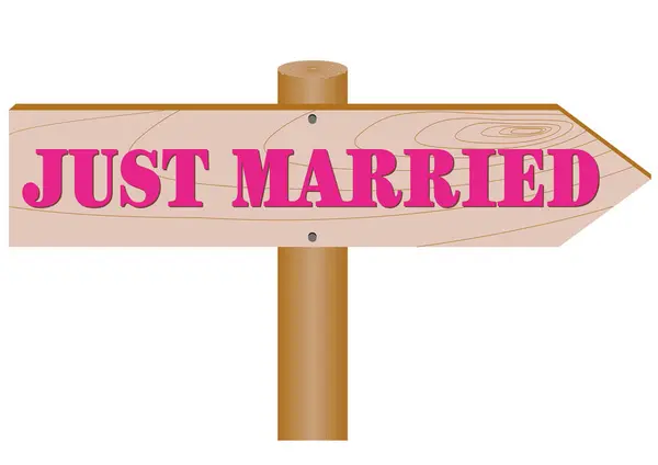 Guidepost Shaped Signboard Announcing Marriage — Stockvector