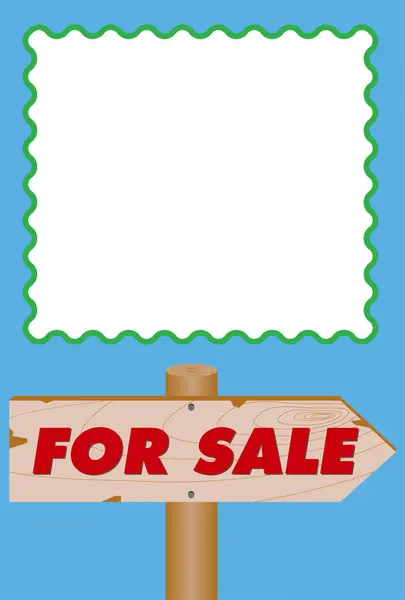 Postcard Announcing Sale Using Guidepost Shaped Signboard — 图库矢量图片