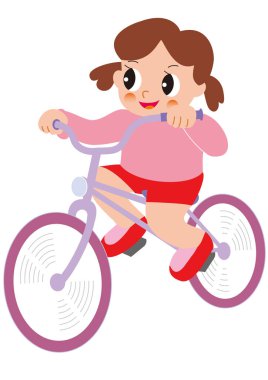 Bisiklet süren bir kız ve etrafta uçuşan kelebekler