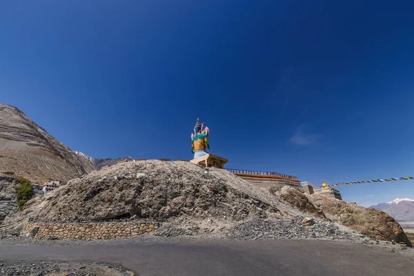 Big Sitting Buddha Statue Diskit Monastery Himalaya Range Back Nubra — стокове фото