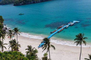 Tropik cennet, Angthong Milli Deniz Parkı Kuş bakışı, Koh Samui, Suratthani, Tayland.