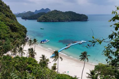 Tropik cennet, Angthong Milli Deniz Parkı Kuş bakışı, Koh Samui, Suratthani, Tayland.
