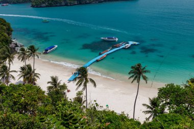 Tropik cennet, Angthong Milli Deniz Parkı Kuş bakışı, Koh Samui, Suratthani, Tayland.