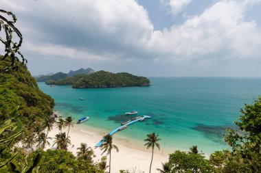 Tropik cennet, Angthong Milli Deniz Parkı Kuş bakışı, Koh Samui, Suratthani, Tayland.