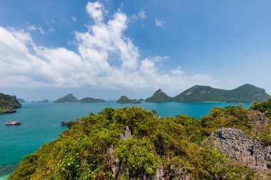 Tropik cennet, Angthong Milli Deniz Parkı Kuş bakışı, Koh Samui, Suratthani, Tayland.