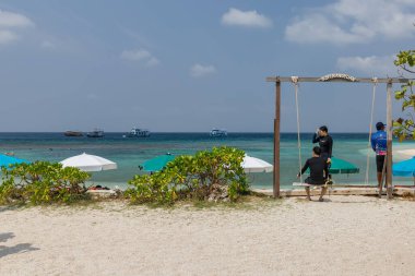 Tropik cennet adası, Nang Yuan adası veya Koh Nang Yuan Adası, Koh Tao adası, Surat Thani, Tayland.