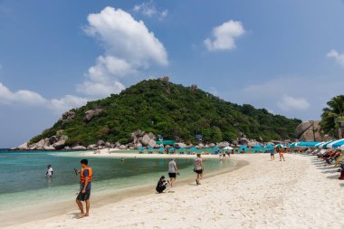 Tropik cennet adası, Nang Yuan adası veya Koh Nang Yuan Adası, Koh Tao adası, Surat Thani, Tayland.