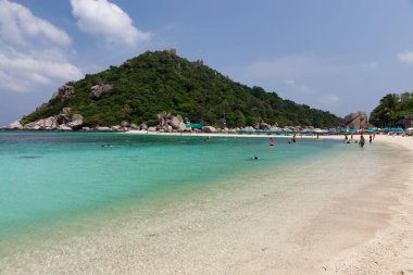 Tropik cennet adası, Nang Yuan adası veya Koh Nang Yuan Adası, Koh Tao adası, Surat Thani, Tayland.