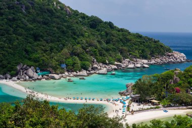 Tropik cennet adası, Nang Yuan adası veya Koh Nang Yuan Adası, Koh Tao adası, Surat Thani, Tayland.