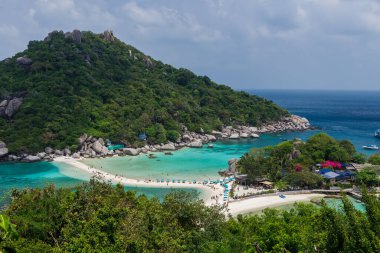 Tropik cennet adası, Nang Yuan adası veya Koh Nang Yuan Adası, Koh Tao adası, Surat Thani, Tayland.