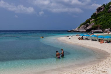 Tropik cennet adası, Nang Yuan adası veya Koh Nang Yuan Adası, Koh Tao adası, Surat Thani, Tayland.