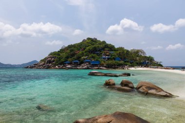 Tropik cennet adası, Nang Yuan adası veya Koh Nang Yuan Adası, Koh Tao adası, Surat Thani, Tayland.