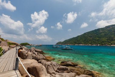 Tropik cennet adası, Nang Yuan adası veya Koh Nang Yuan Adası, Koh Tao adası, Surat Thani, Tayland.