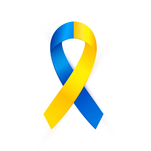 Cinta Azul Amarilla Para Apoyar Ucrania Símbolo Lucha Ucraniana Contra — Vector de stock