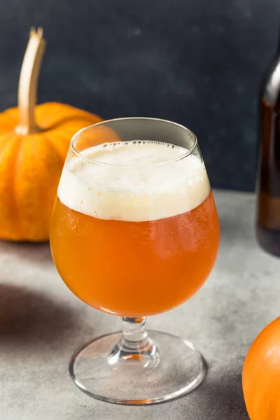 Cold Refreshing Oktoberfest Pumpkin Beer Glass — Stock Photo, Image
