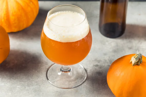 Cold Refreshing Oktoberfest Pumpkin Beer Glass — Stock Photo, Image