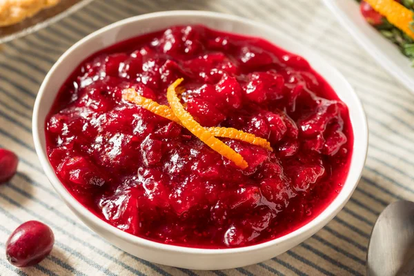 Zelfgemaakte Thanksgiving Cranberry Sauce Een Schaal — Stockfoto