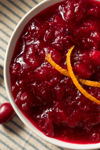 Zelfgemaakte Thanksgiving Cranberry Sauce Een Schaal — Stockfoto