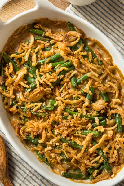 stock image Homemade Thanksgiving Green Bean Casserole with Fried Onions