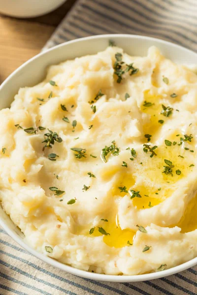 Homemade Thanksgiving Mashed Potatoes Butter Thyme — стокове фото