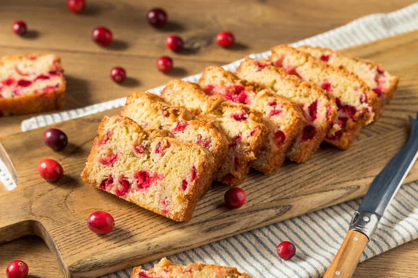 Homemade Holiday Cranberry Bread Cut Slices — Stock Photo, Image