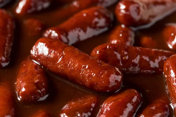 Homemade Bbq Cocktail Weiners Sauce Appetizer — Stock Photo, Image