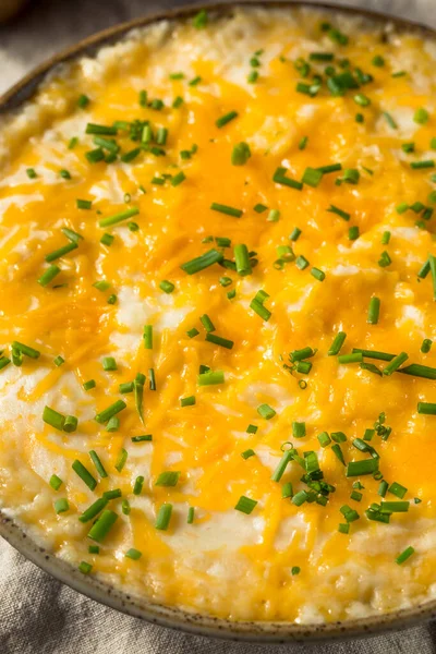 Homemade Cheesy Mashed Potatoes Sour Cream Chives — Stock Photo, Image