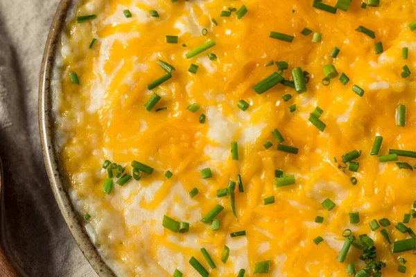 Homemade Cheesy Mashed Potatoes Sour Cream Chives — Stock Photo, Image