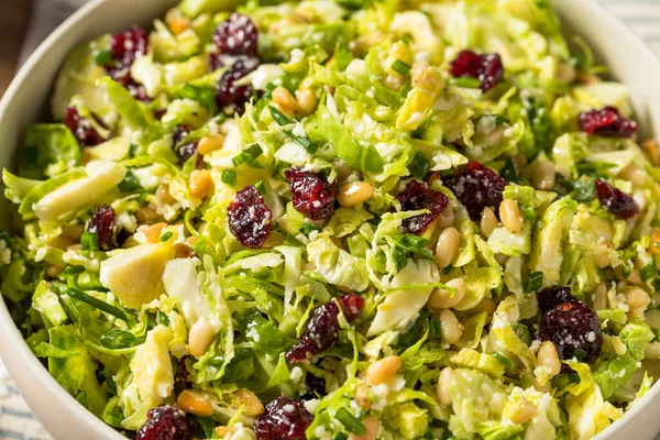 Zelfgemaakte Brusselse Sprout Salade Met Cranberry Nuts Cheese — Stockfoto