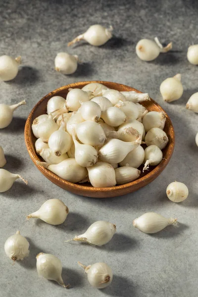 Raw White Organic Pearl Onions Bunch — Stock Photo, Image