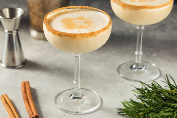 Boozy Cold Christmas Eggnog Martini Een Coupe — Stockfoto