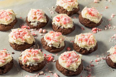 Noel için ev yapımı Nane Şekeri Çikolatalı Kurabiyeler