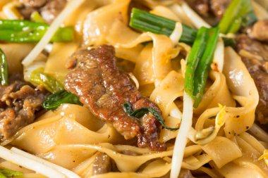 Ev yapımı Biftek Chow Eğlenceli Asyalı Scallion 'lu Erişte