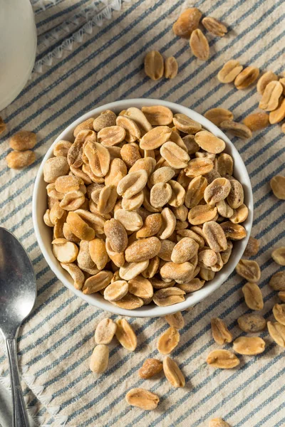 Amendoins Torrados Orgânicos Secos Prontos Para Comer — Fotografia de Stock