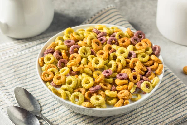 Homemade Fruity Fruit Loop Cereal with Whole Milk