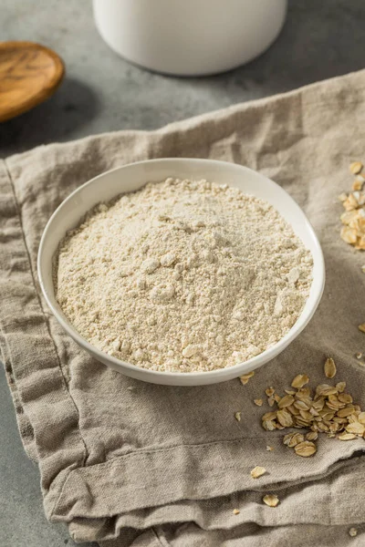 Raw Organic White Oat Flour Bowl — Stock Photo, Image