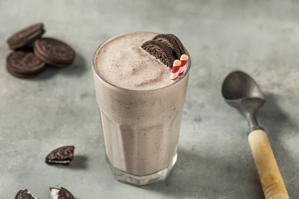 Homemade Frozen Cookies and Cream Milkshake with a Glass