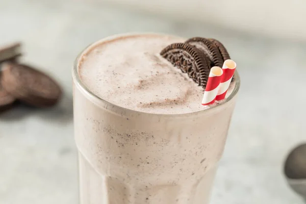 Homemade Frozen Cookies and Cream Milkshake with a Glass