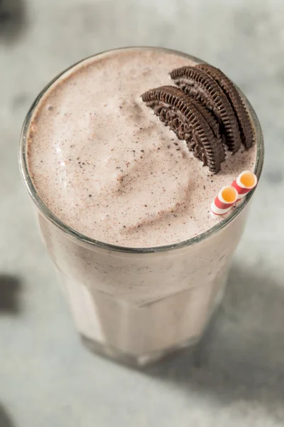 Homemade Frozen Cookies Cream Milkshake Glass —  Fotos de Stock