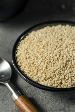 Homemade Organic White Sesame Seeds in a Bowl