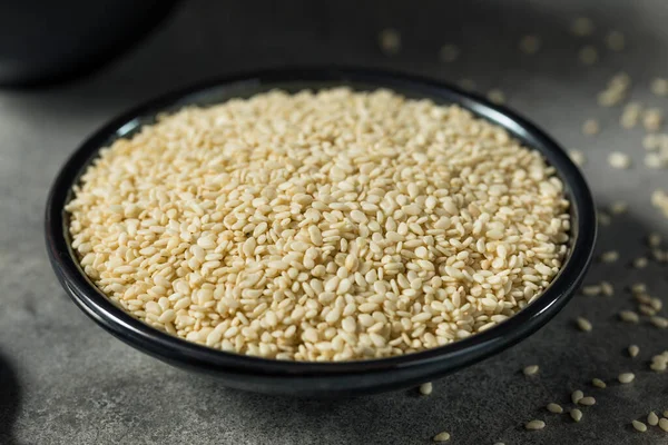 Homemade Organic White Sesame Seeds Bowl — Stock Photo, Image